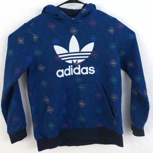 ADIDAS Pull-Over Hoodie, Long Sleeve, Blue, Boy's, Graphic Logo, Size Youth XL
